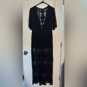 Black lace maxi dress